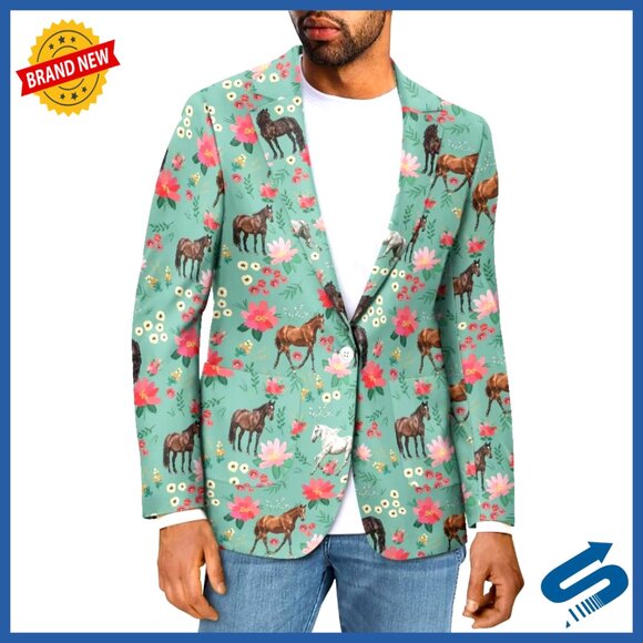 Men's Slim Fit Blazer Lightweight Polyester Sport Coat Business Casual